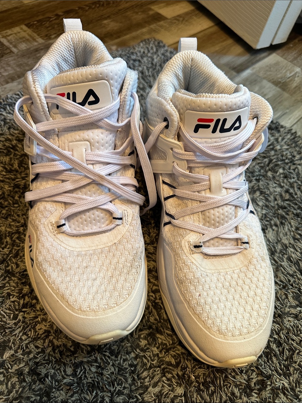 FILA White High-Top Athletic Sneakers with Red & Blue Logo